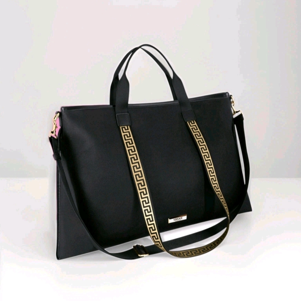 LIMITED EDITION VERSACE WOMENS PARFUM SUMMER TOTE BAG BLACK / GOLD NEW